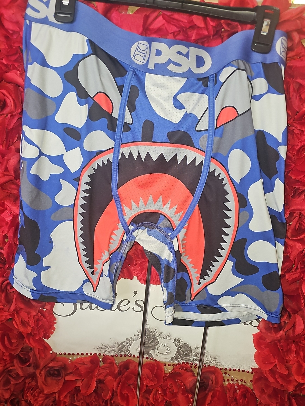 PSD Men's Blue Camo Shark Mouth Swim Trunks Size XXLarge